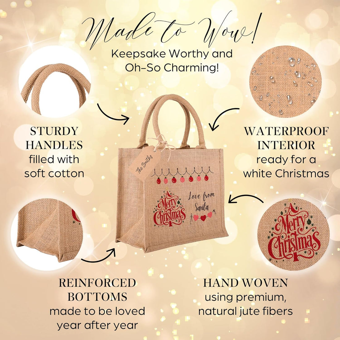 FOLIATE 12 PCS Christmas Gift Bag Set – Jute Bags + Wine Bags